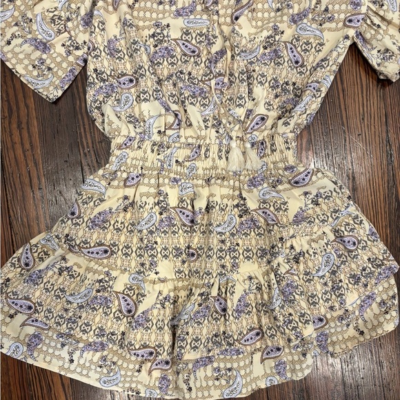 Entro NWT tasseled Paisley Dress Sz Medium Flutter Sleeve Ruffle - Picture 6 of 13